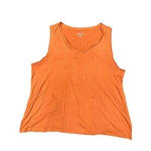 Loft Top Womens Medium Rust Orange Casual Sleeveless Comfort  V-Neck Size XL